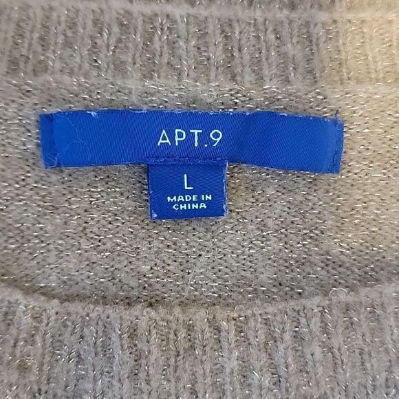 Apt. 9 pullover crewneck sweater in shimmering tan Size L - Picture 10 of 13